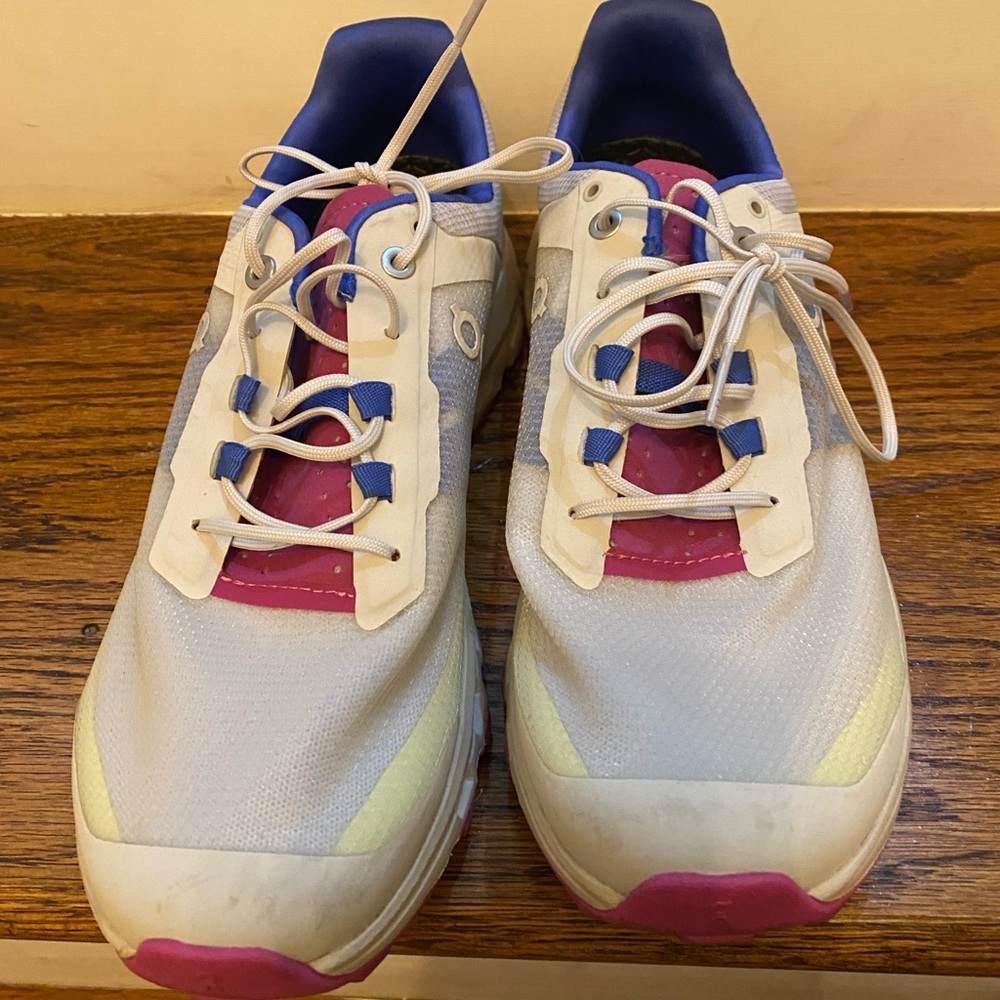 On Running White and Pink Athletic Shoes with Breathable Mesh